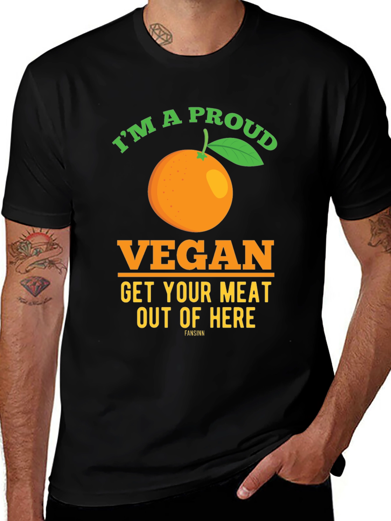 Variant 26 of Proud Vegan T-Shirt - Orange Graphic Tee