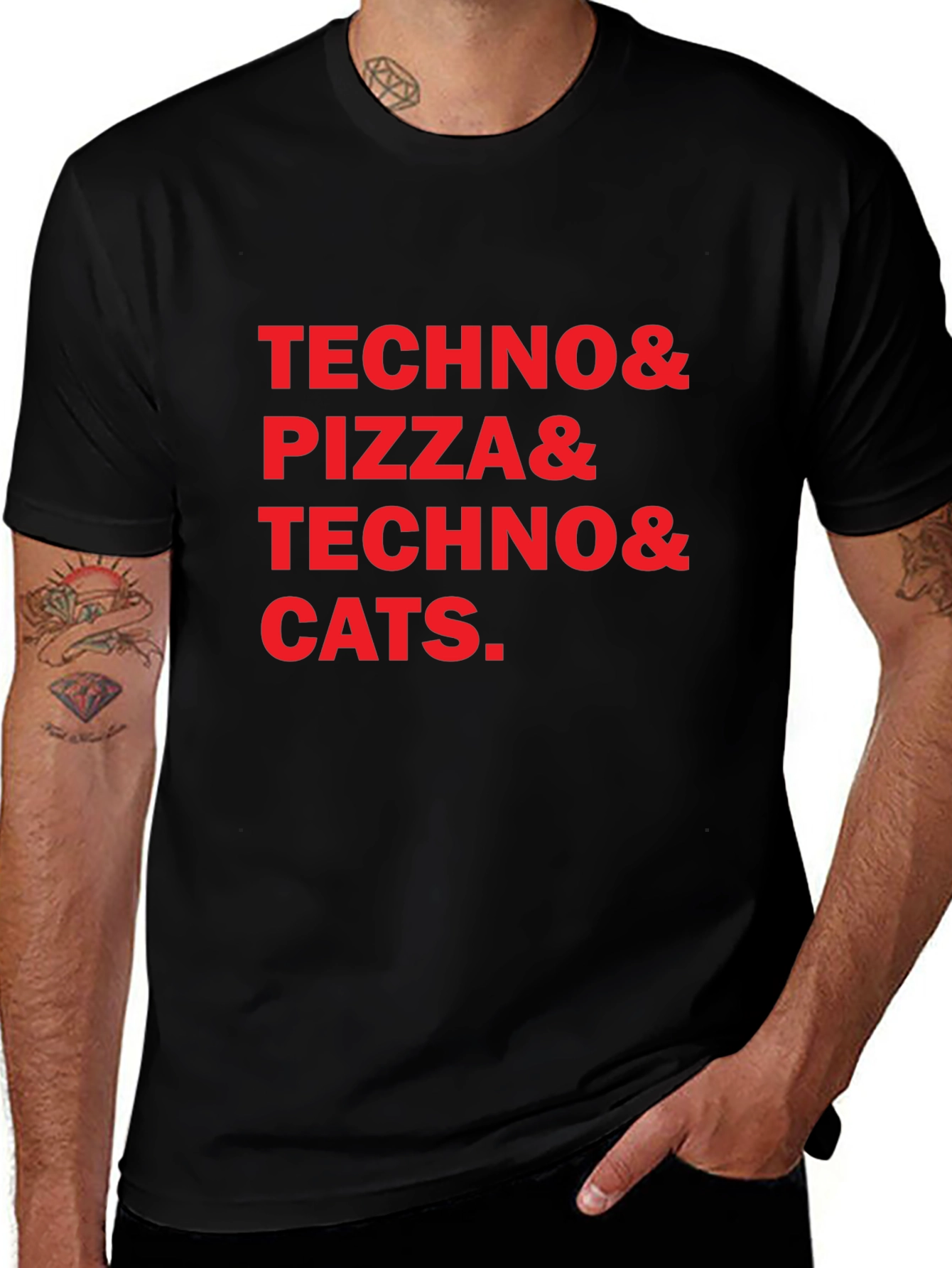 Variant 11 of Techno Pizza Cats Graphic Tee