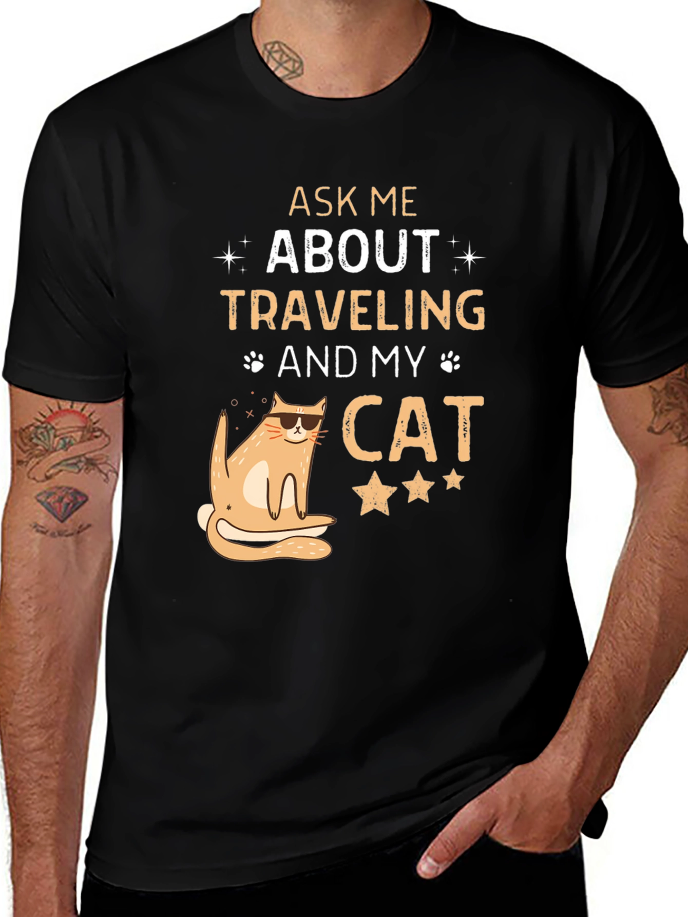 Variant 7 of Ask Me About Traveling and My Cat T-Shirt