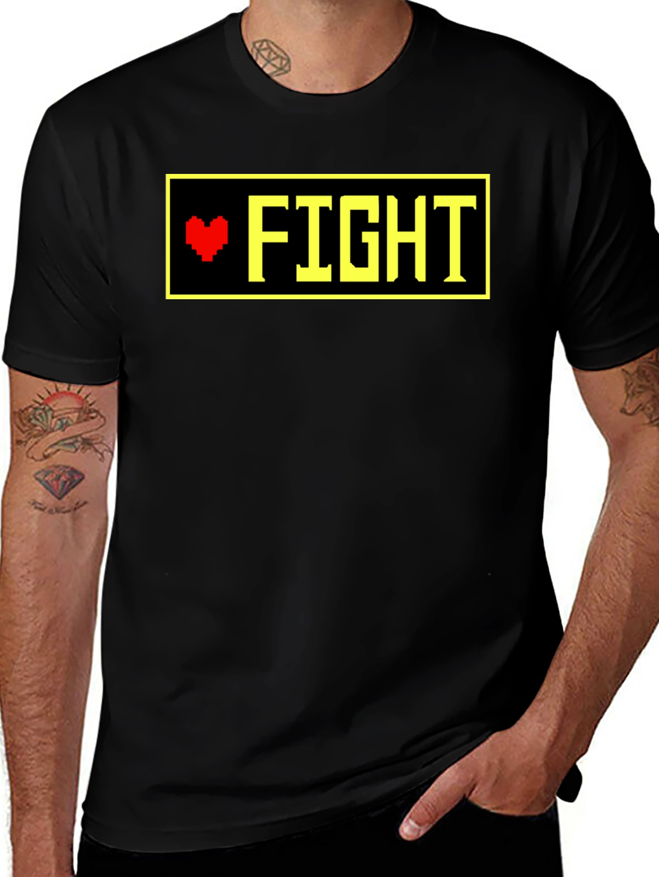 Variant 28 of Undertale FIGHT T-Shirt - Pixel Heart Gaming Tee