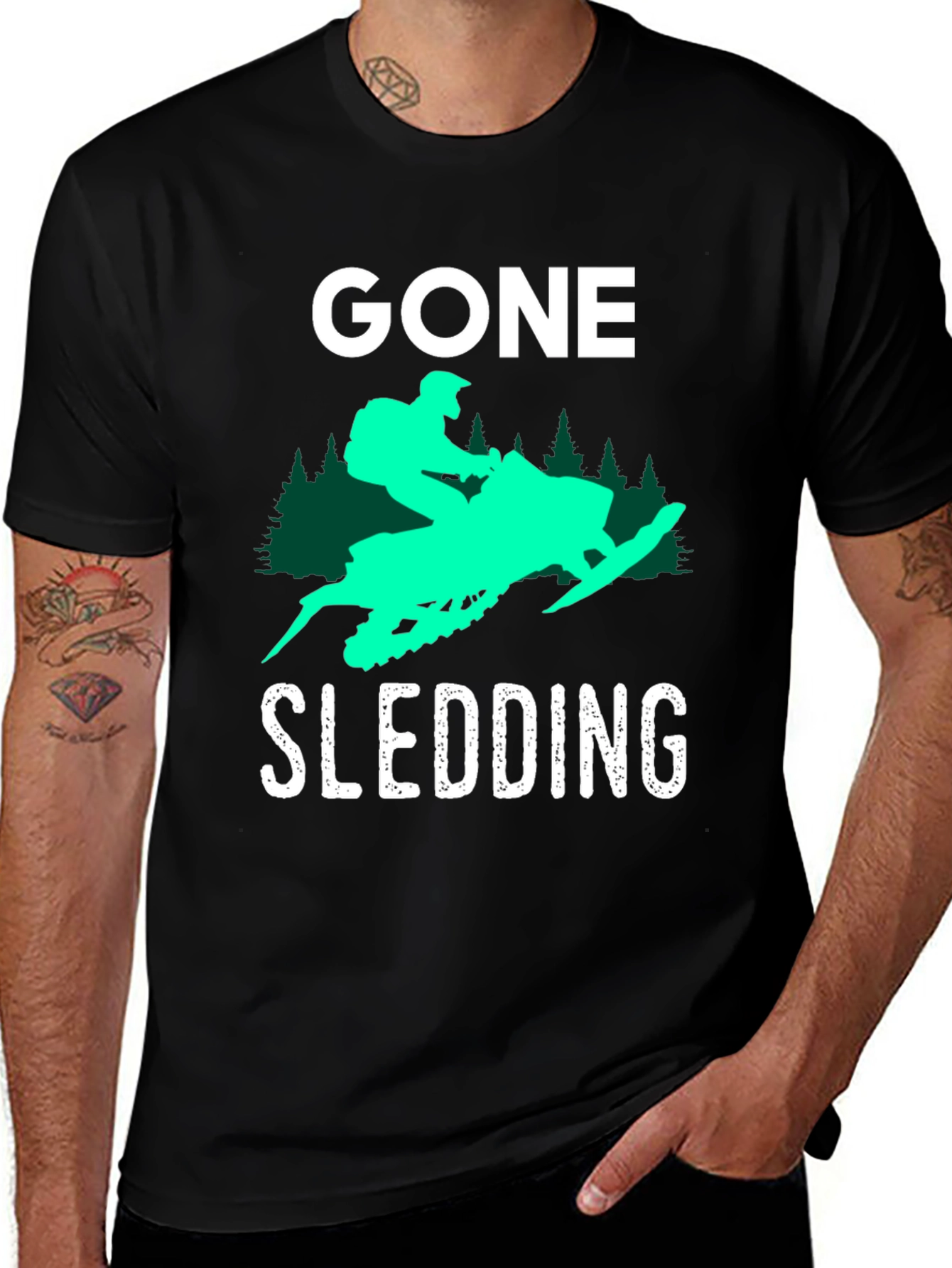 Gone Sledding Graphic T-Shirt - Winter Sports Tee