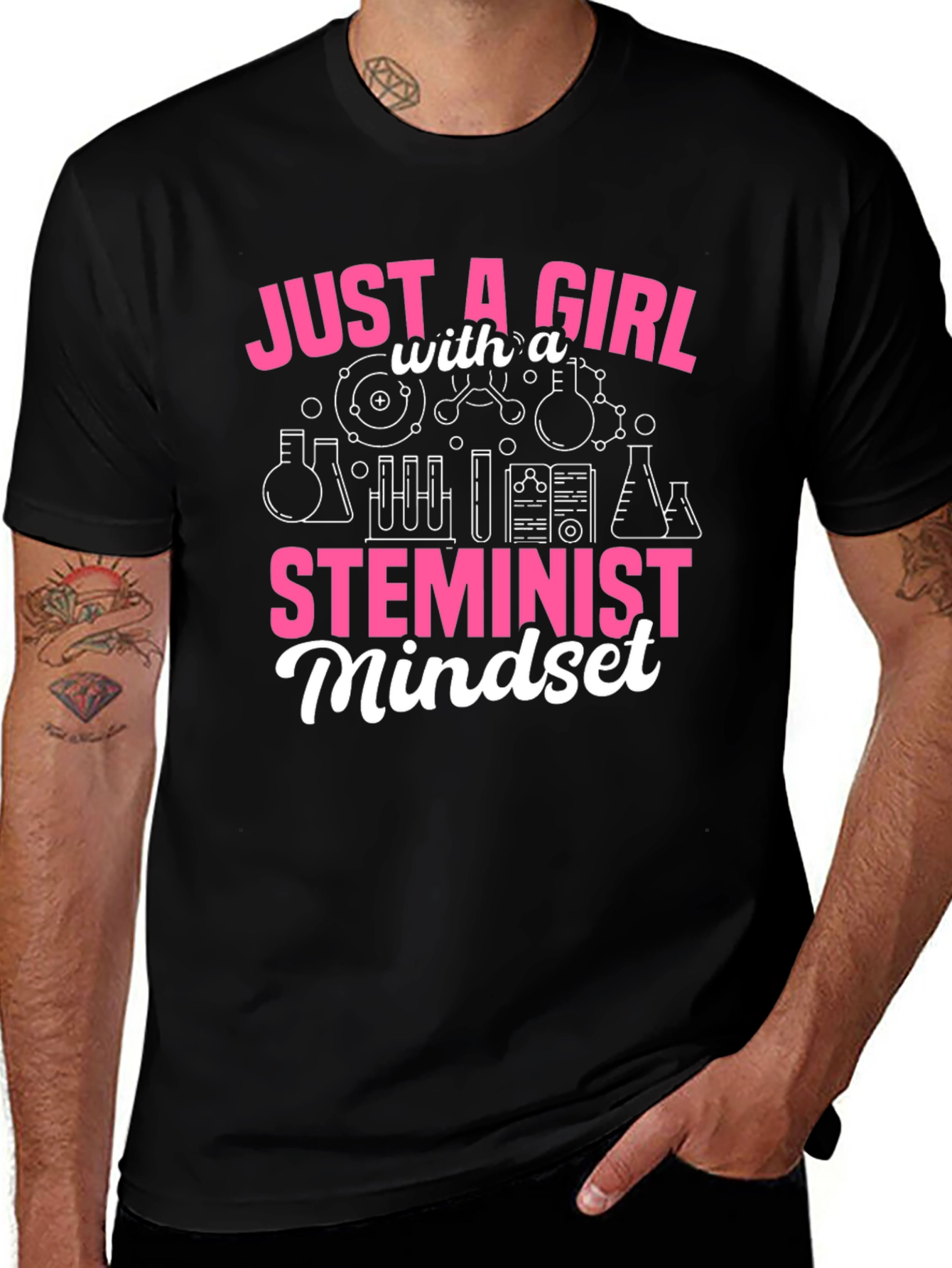 Variant 21 of Feminist STEM Shirt - Just a Girl with a STEMinist Mindset