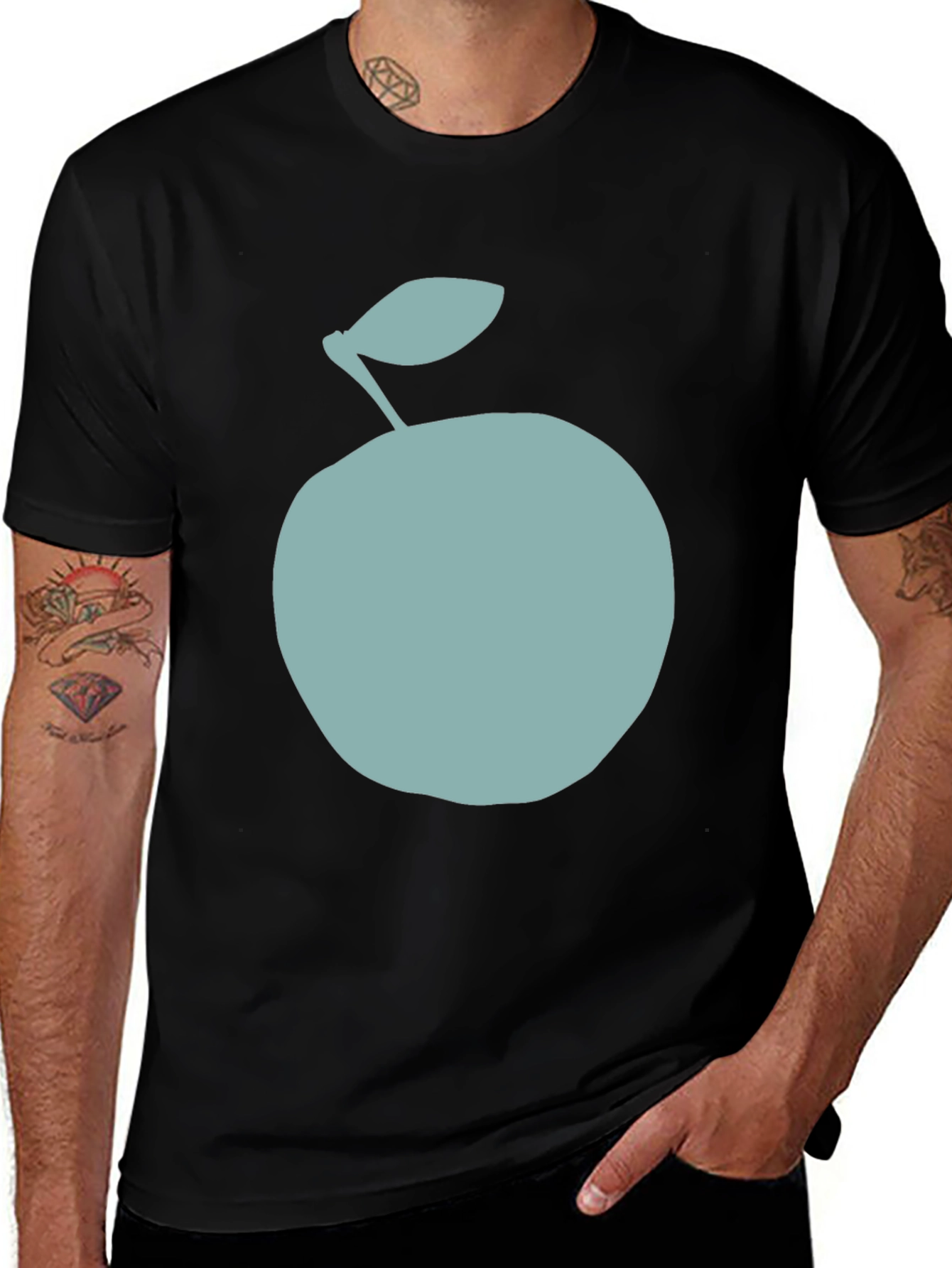 Variant 17 of Minimalist Apple Graphic Tee - Unisex Cotton Black T-Shirt