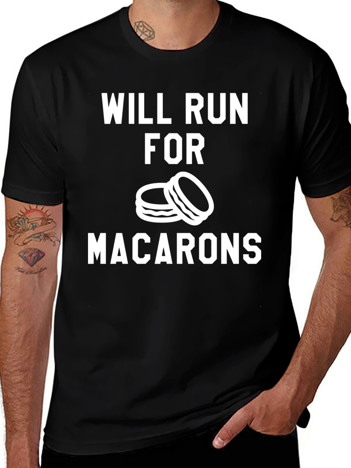 Variant 9 of Will Run for Macarons Funny T-Shirt