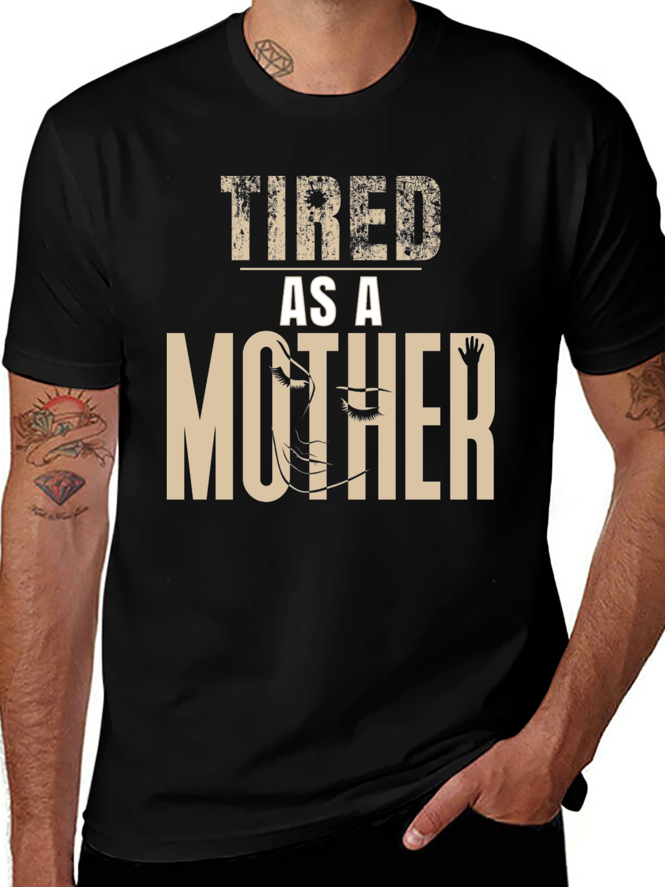 Variant 17 of Tired As A Mother Graphic Tee - Black