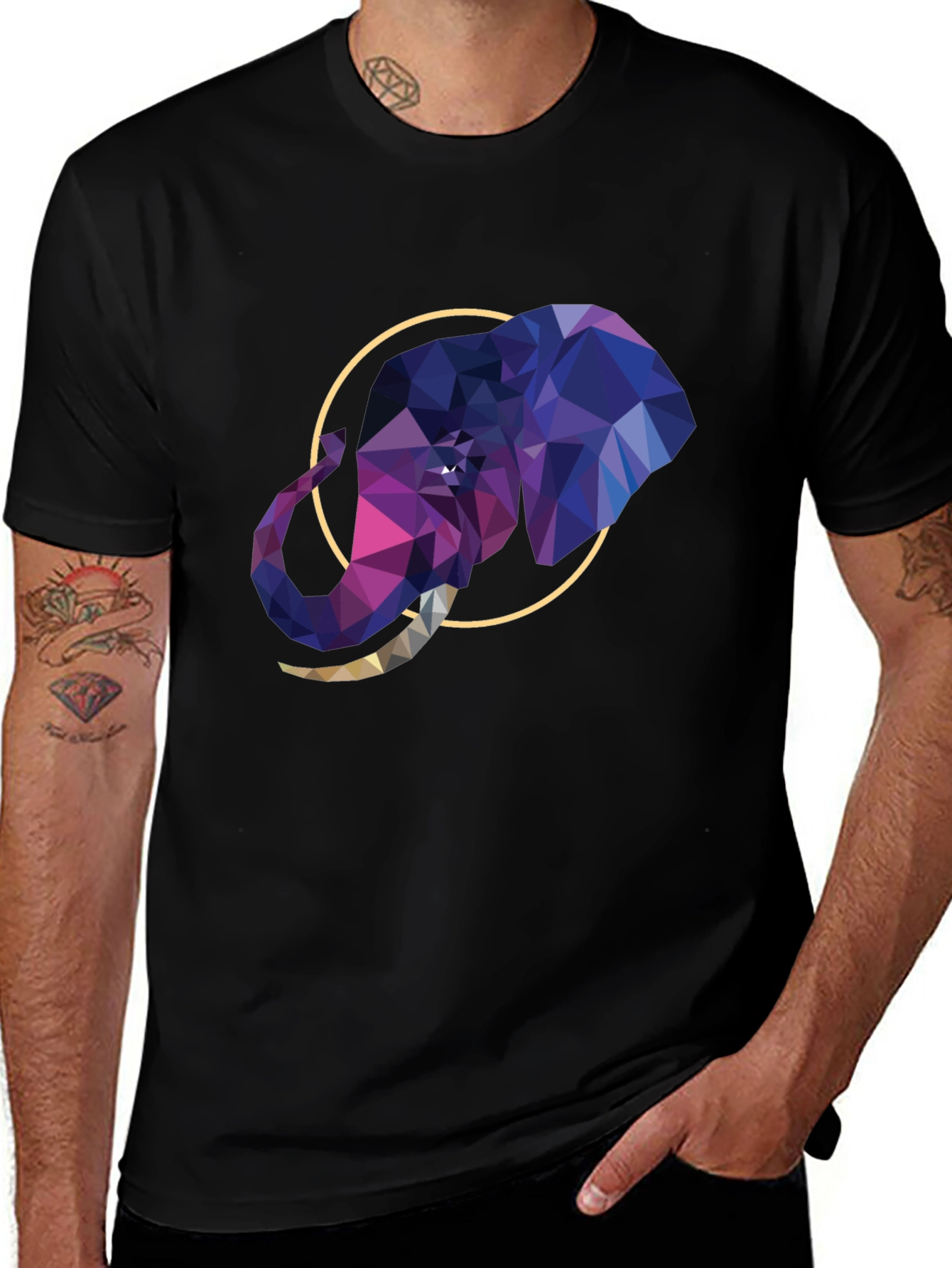 Variant 23 of Geometric Elephant Graphic Tee - Modern Men's T-Shirt