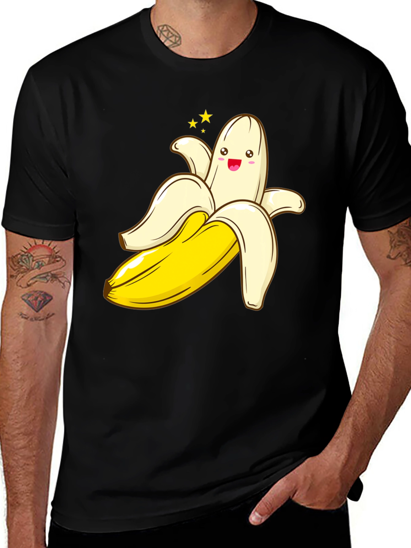 Variant 28 of Funny Banana Cartoon Graphic T-Shirt - Black