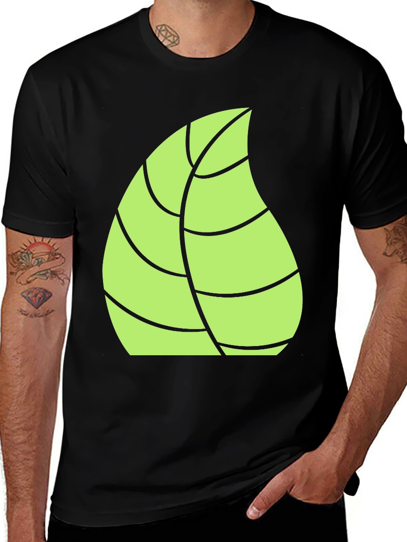 Variant 18 of Leaf Graphic Black T-Shirt - Cool Casual Design