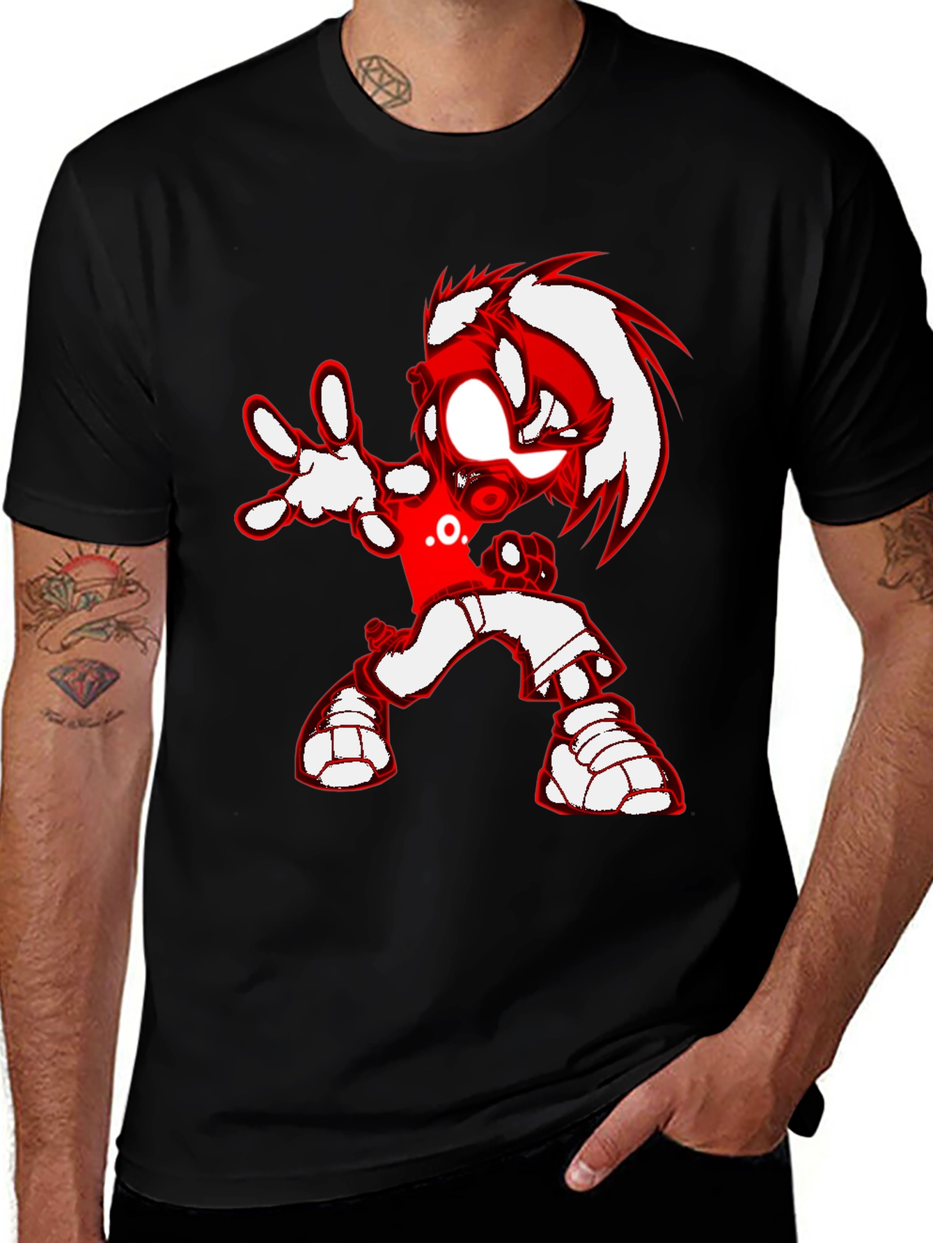Variant 14 of Cartoon Character Graphic T-Shirt - Black