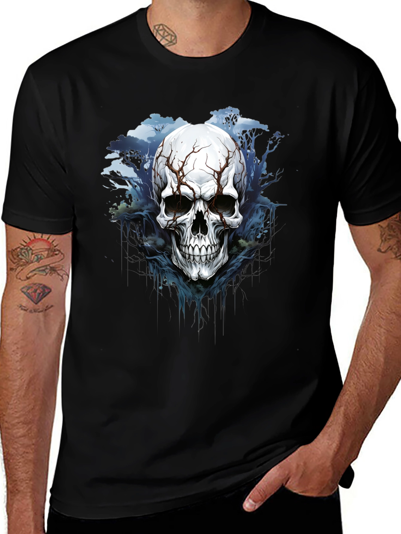 Variant 4 of Skull Graphic Print Black T-Shirt