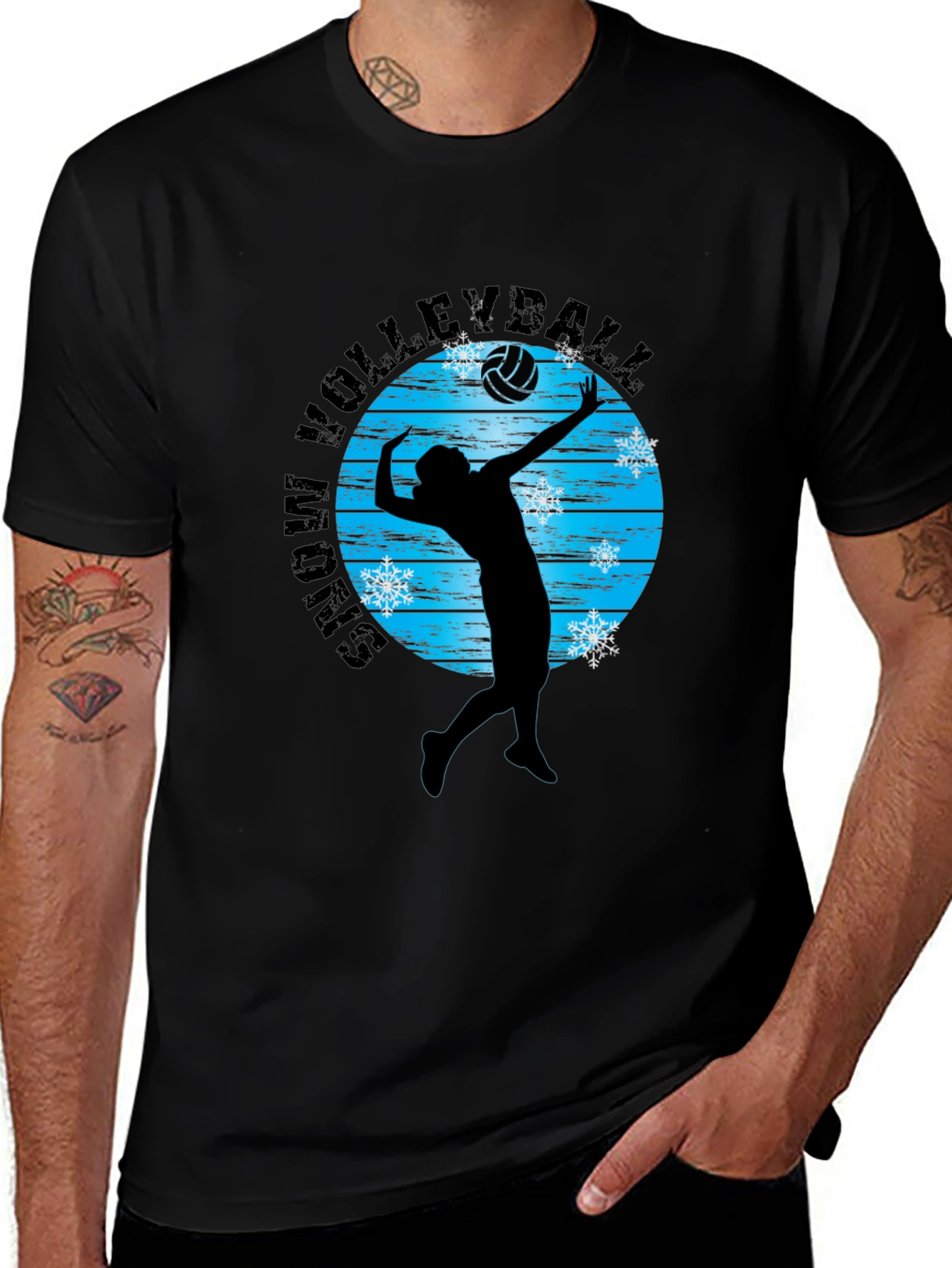 Variant 30 of Snow Volleyball Graphic Tee - Sporty Black T-Shirt
