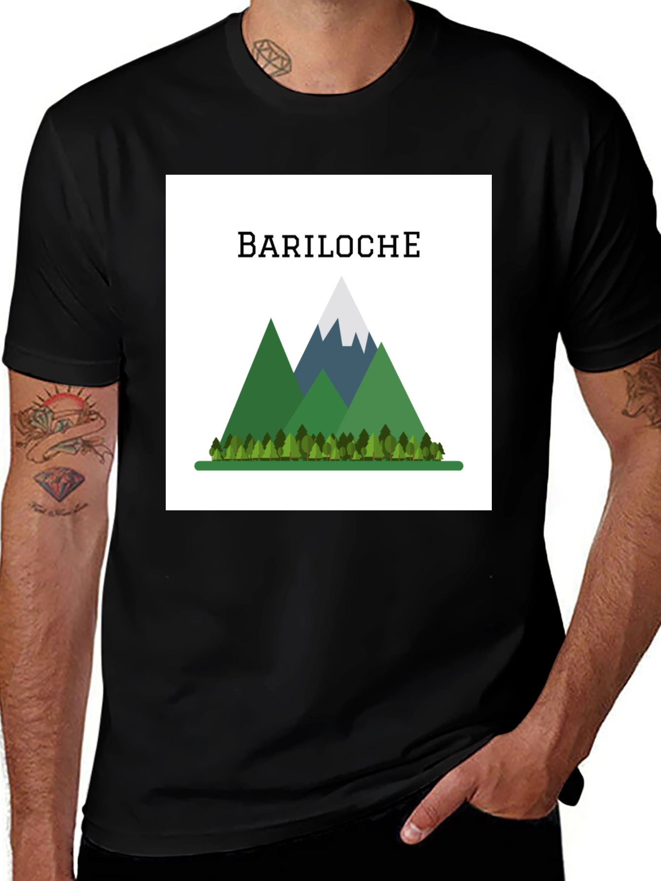 Bariloche Mountain Graphic T-Shirt - Black