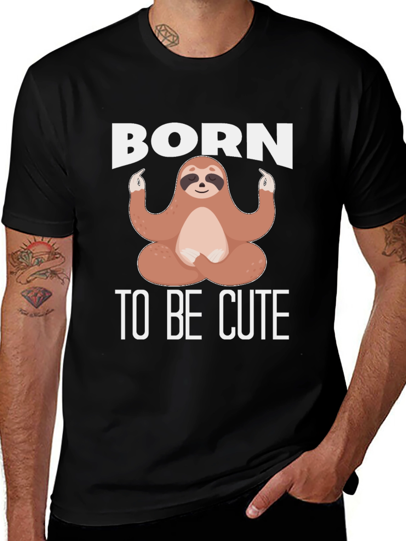 Variant 15 of Born to Be Cute Sloth Graphic T-Shirt