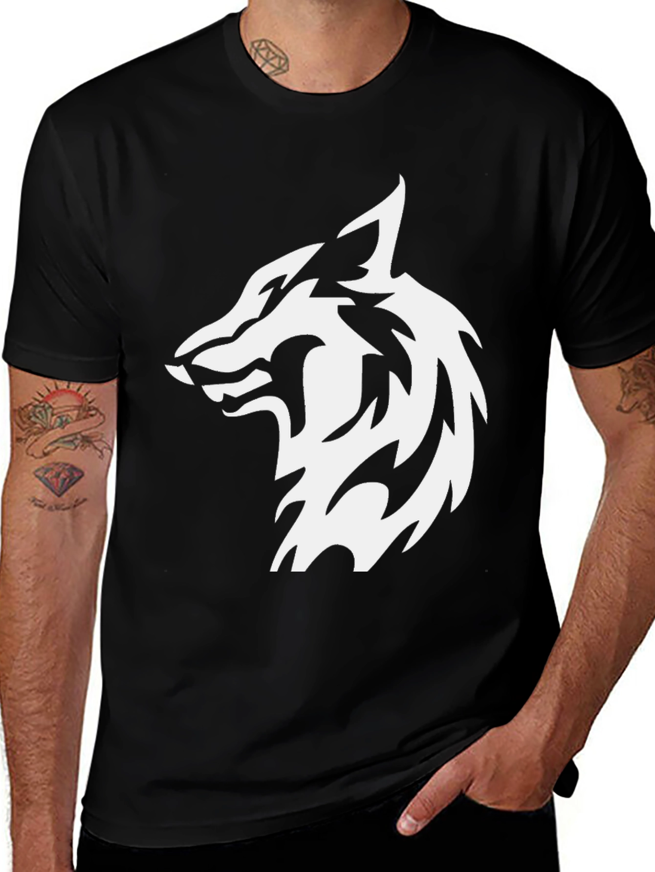Variant 20 of Wolf Graphic Black T-Shirt
