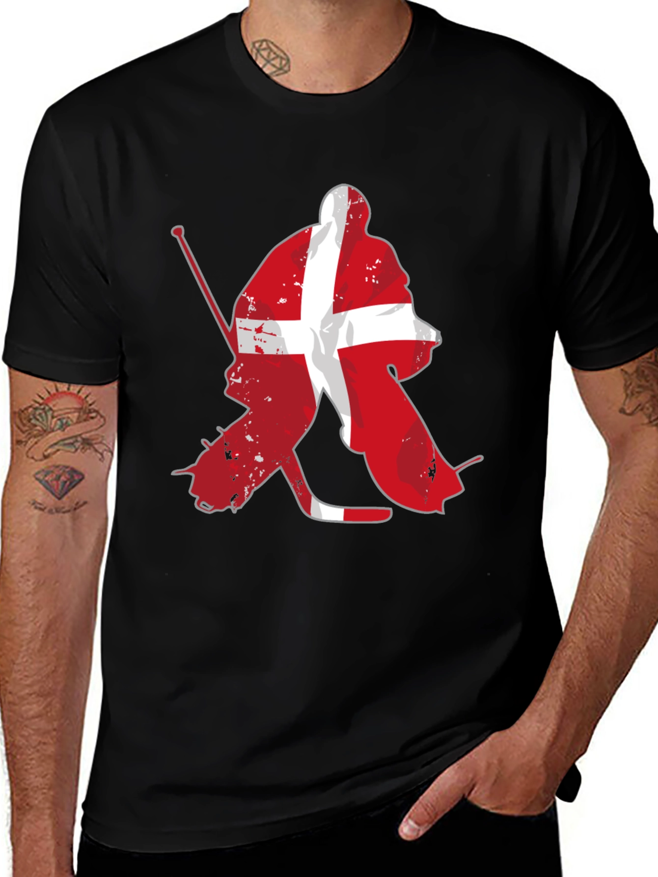 Denmark Hockey Flag Graphic T-Shirt