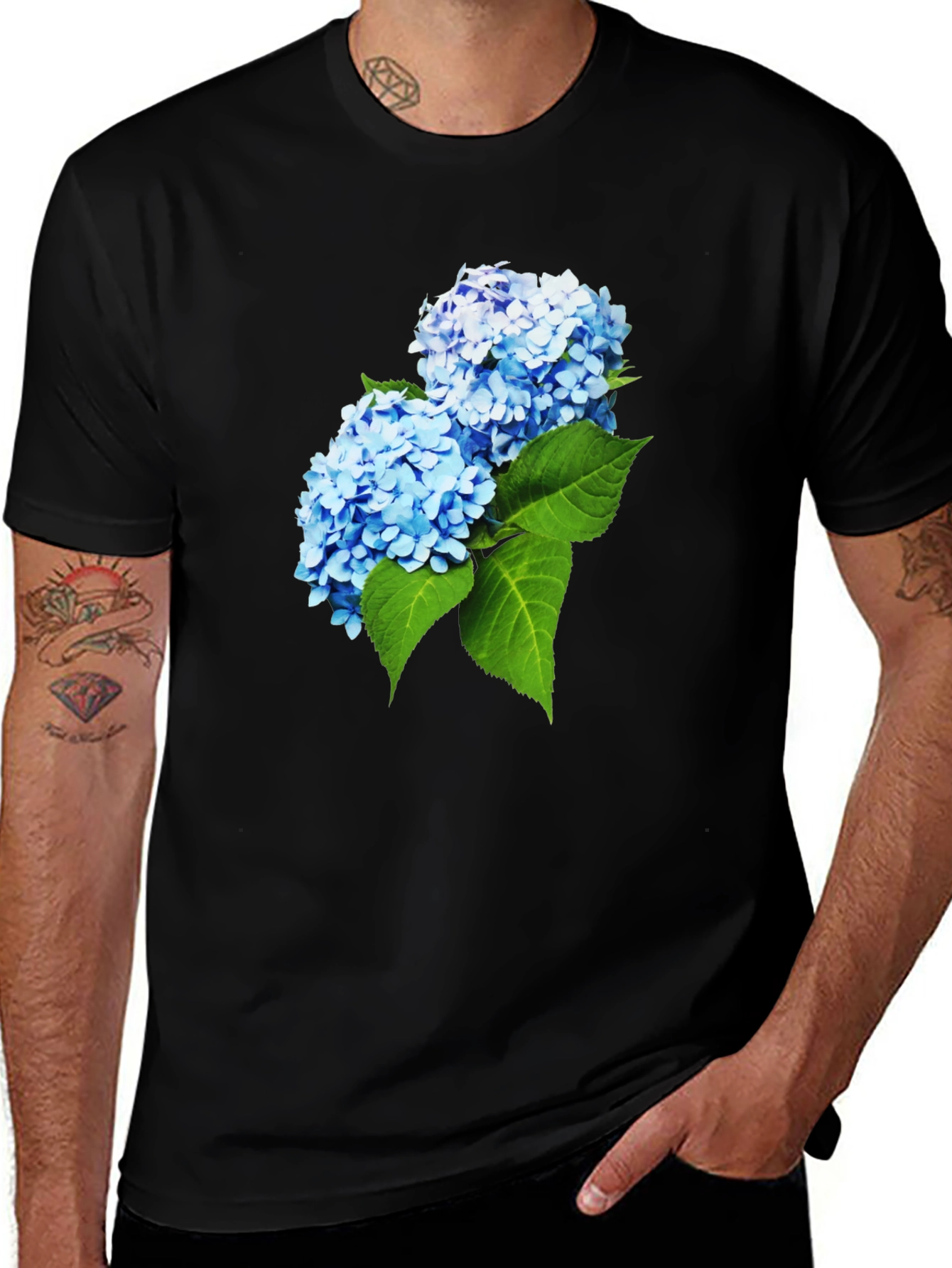 Hydrangea Flower Graphic T-Shirt - Stylish Men's Tee