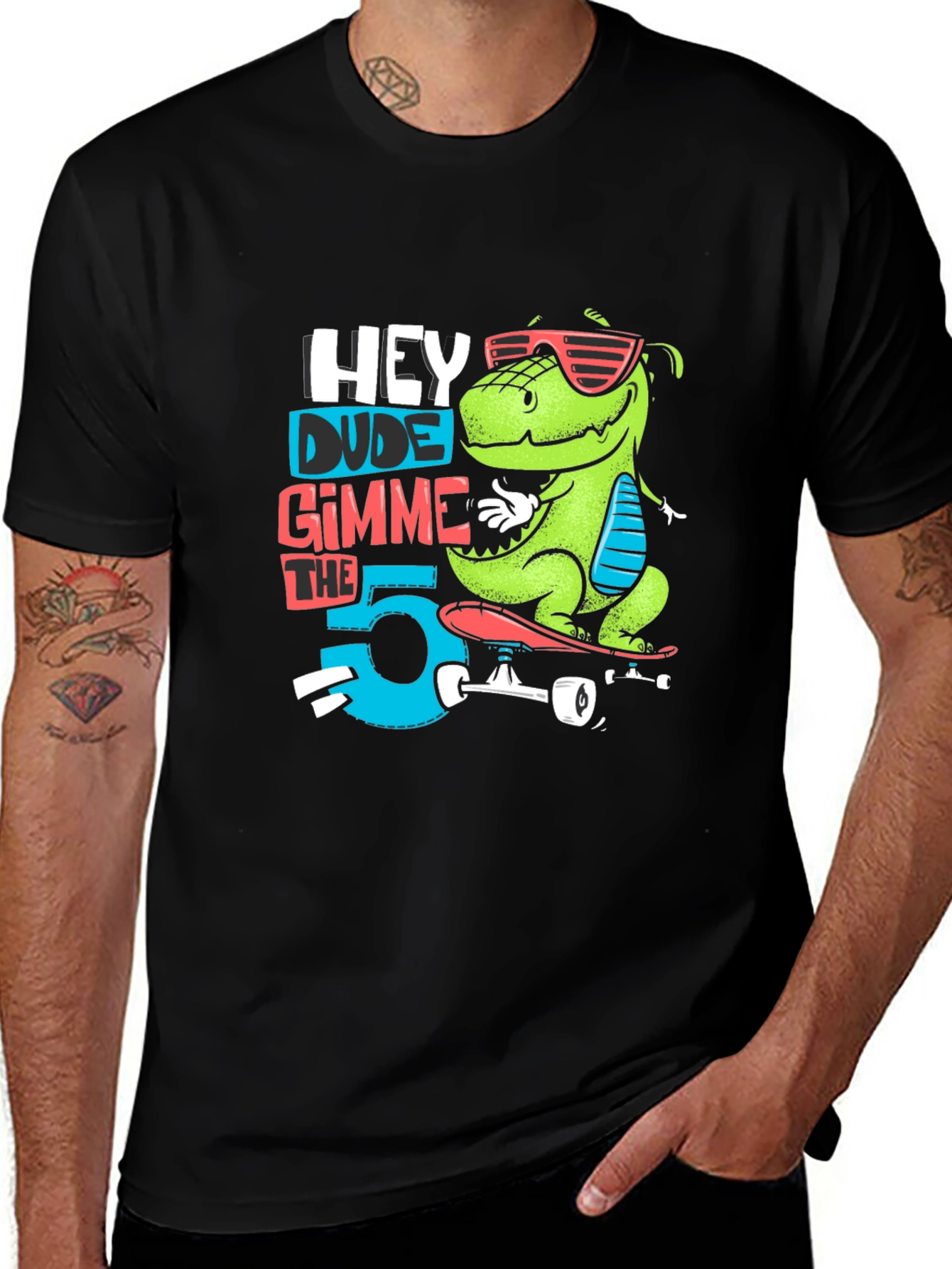 Variant 21 of Dino Dude Graphic Tee - Black T-Shirt