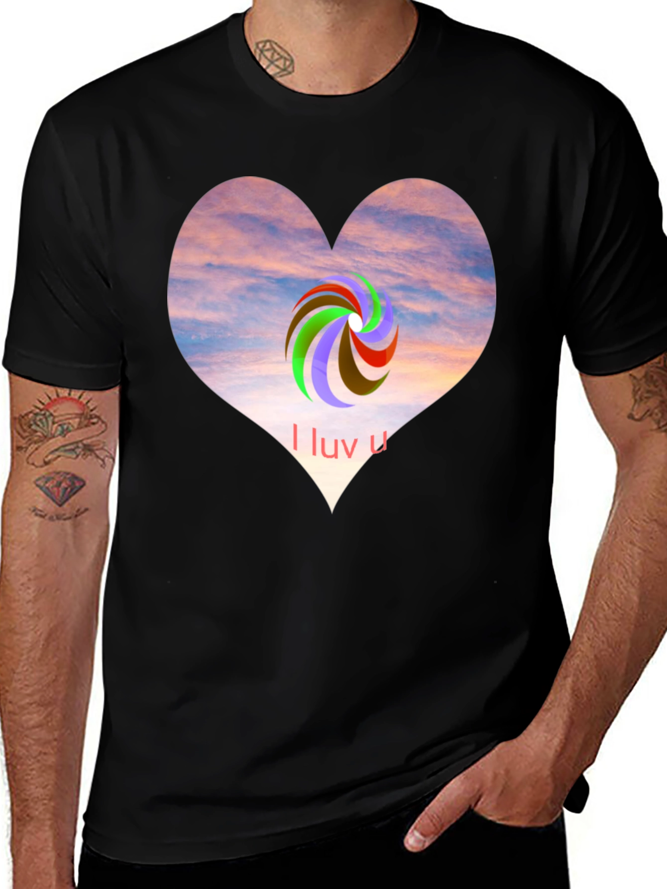 Variant 27 of I Luv U Heart Graphic Tee - Casual Style