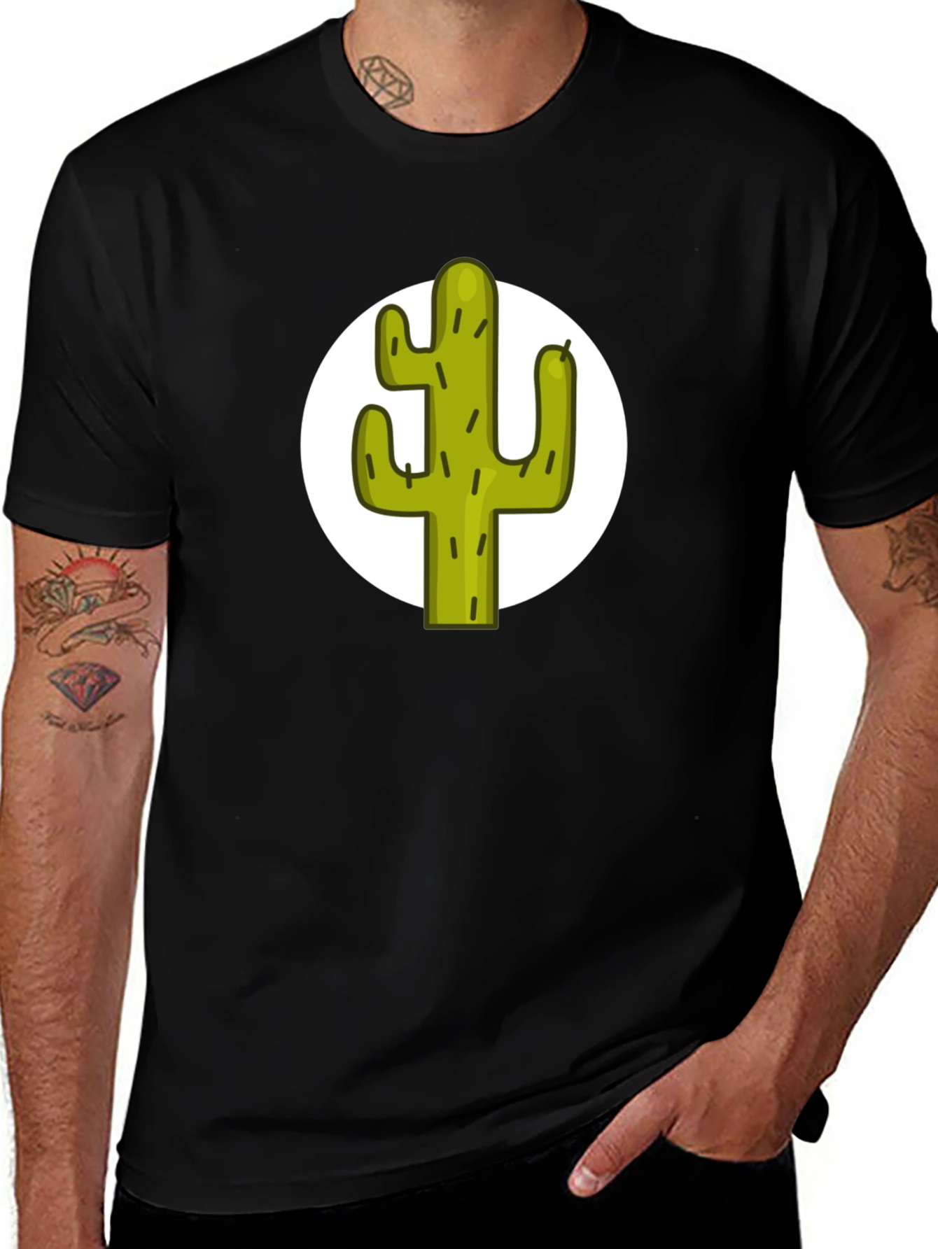 Variant 8 of Cactus Graphic Tee - Black Cotton T-Shirt