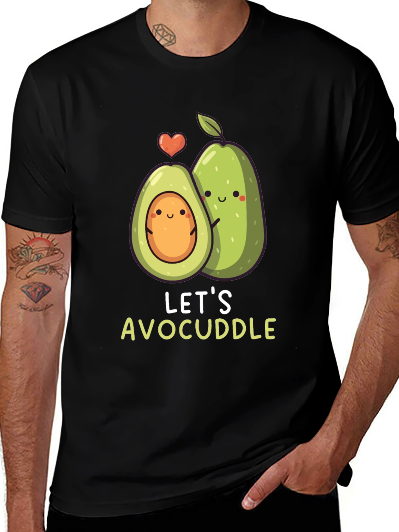 Avocado Couple Graphic Tee - "Let's Avocuddle" T-Shirt