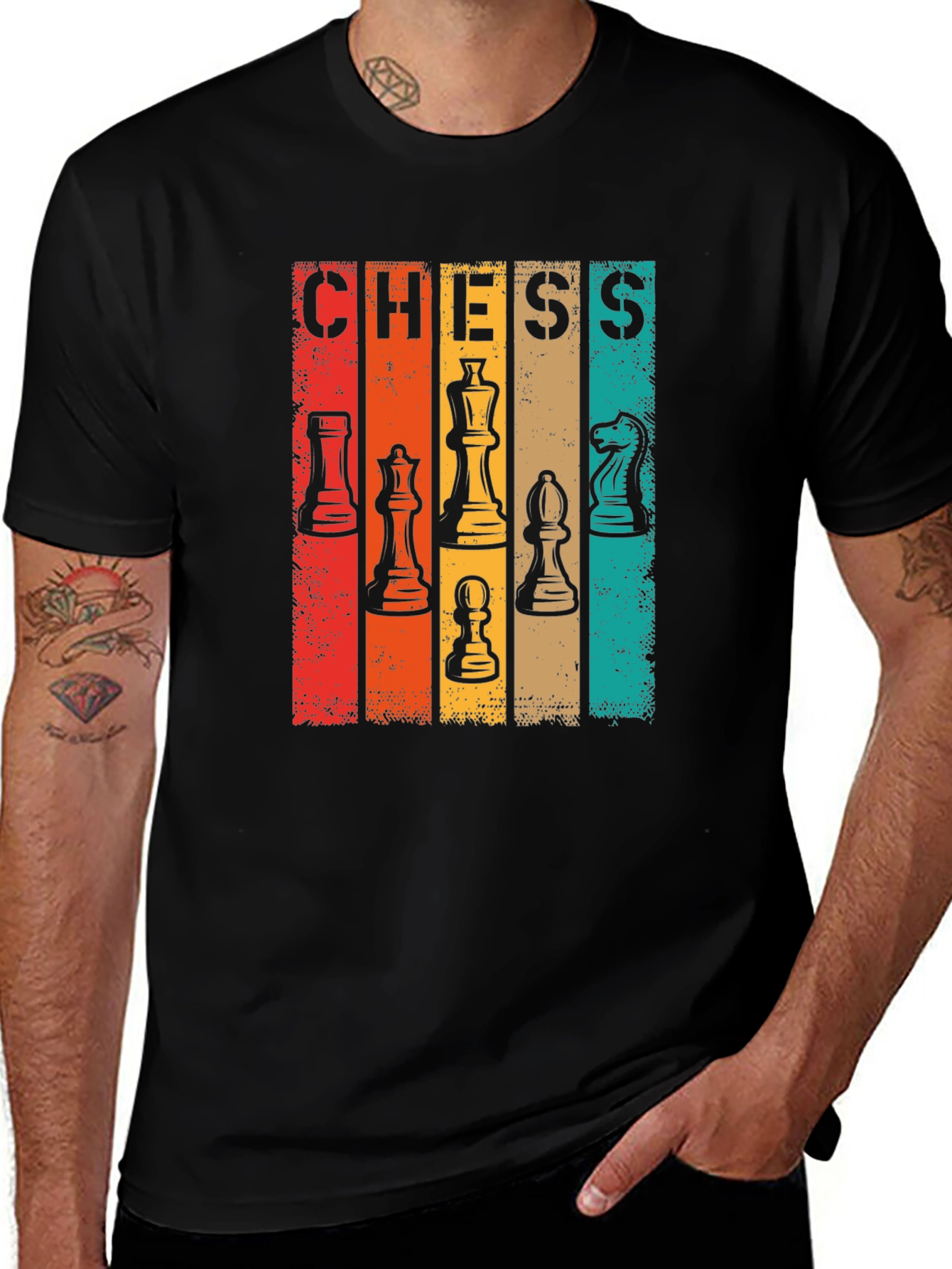 Variant 17 of Retro Chess Piece Graphic T-Shirt