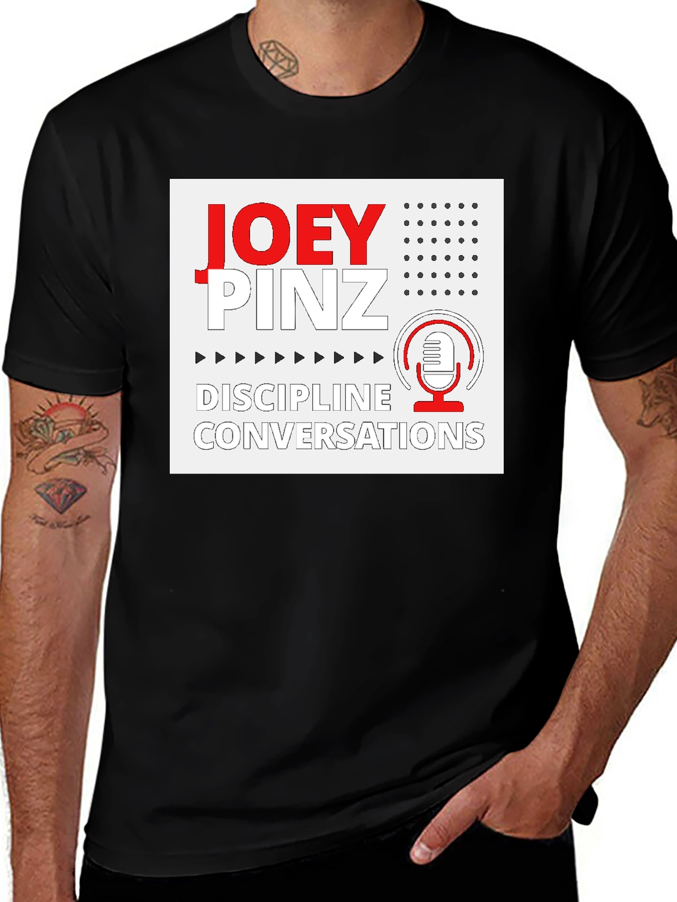 Variant 19 of Joey Pinz T-Shirt Discipline Conversations Podcast