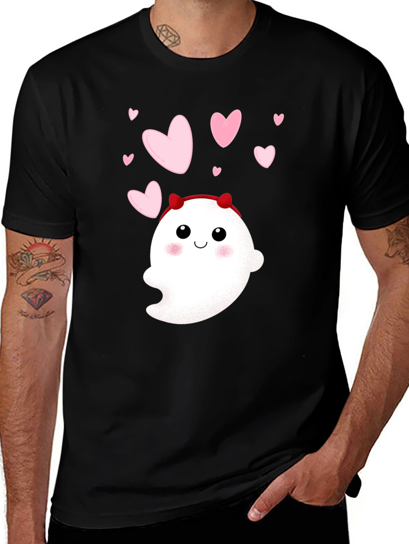 Variant 28 of Kawaii Ghost Tee: Cute Halloween Heart Graphic Shirt