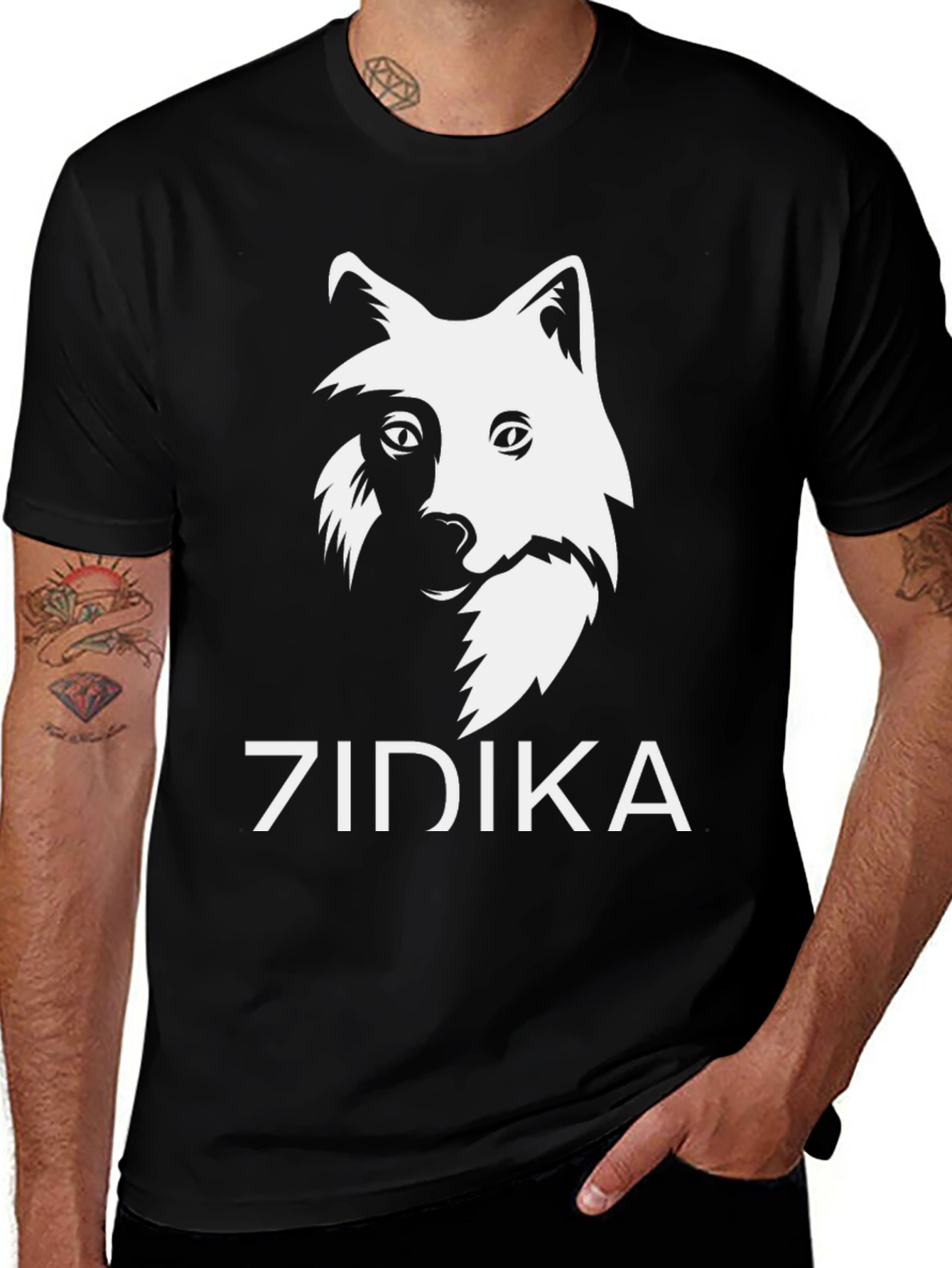 Variant 12 of Zidika Wolf Graphic Black T-Shirt