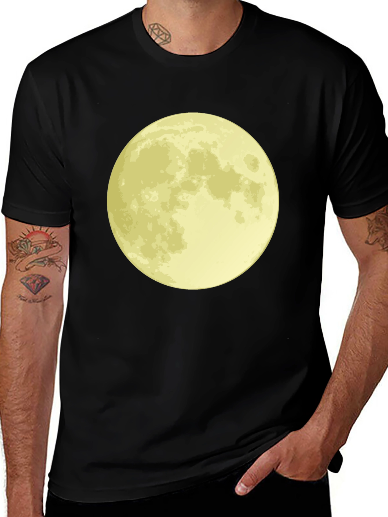 Variant 9 of Moon Graphic Tee - Black Cotton Crew Neck T-Shirt