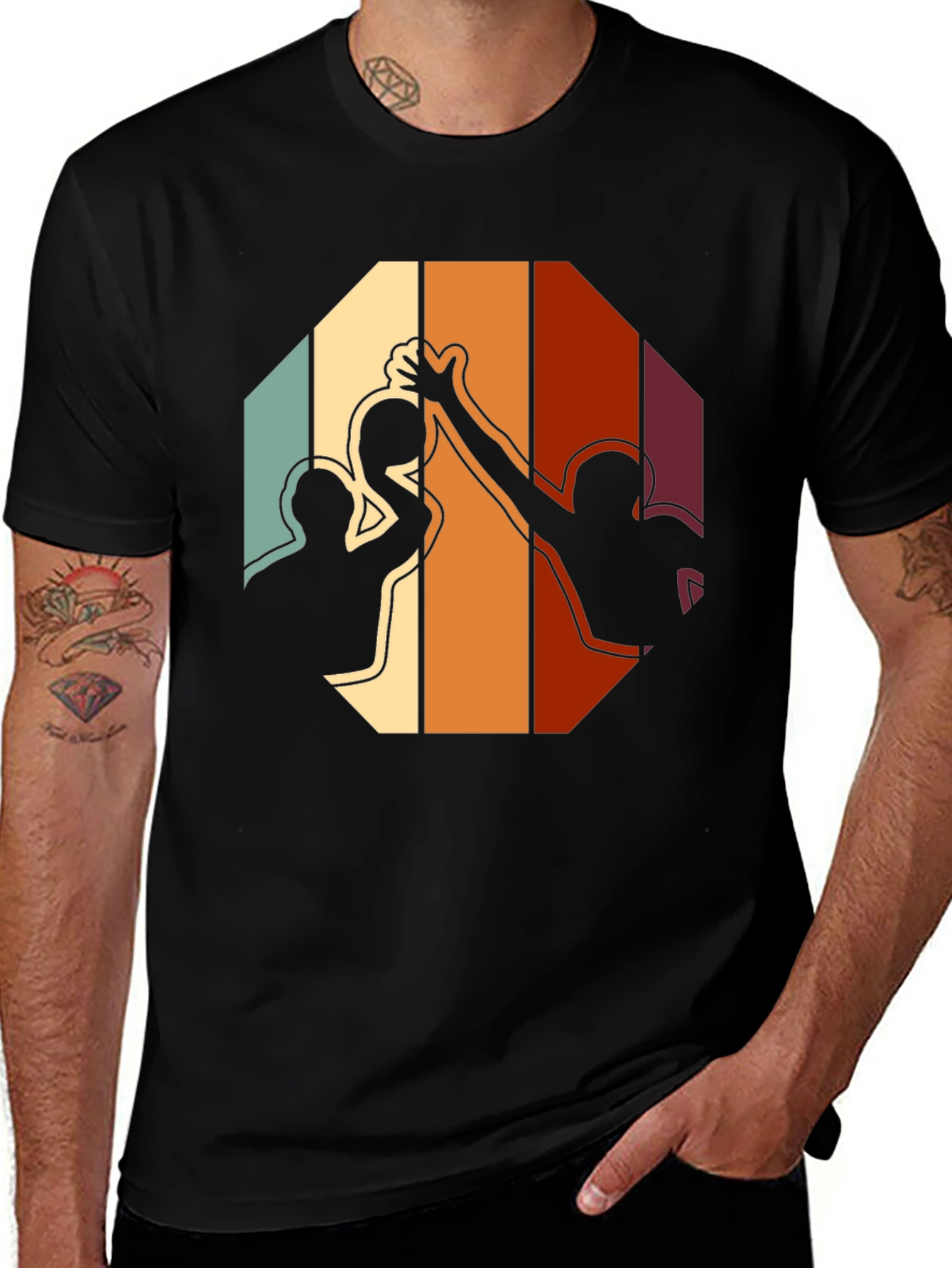 Variant 23 of Retro Basketball Graphic Tee - Black