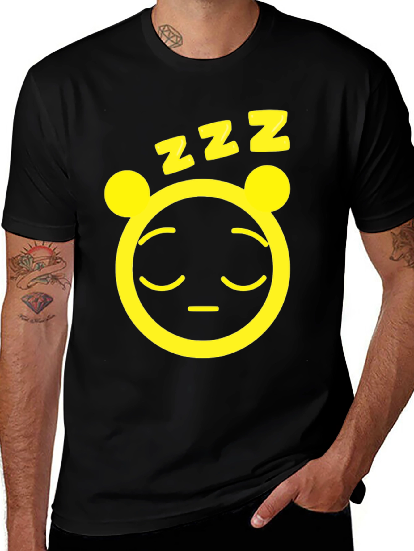 Variant 12 of Sleepy Panda Graphic Tee - Men's Black T-Shirt