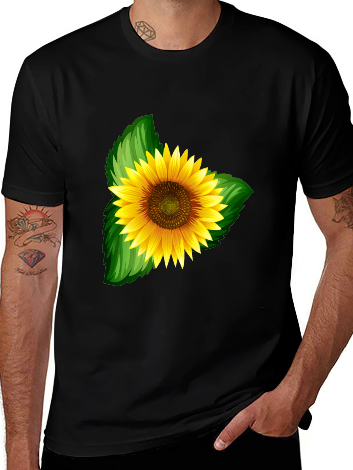 Variant 15 of Sunflower Graphic Print Black T-Shirt