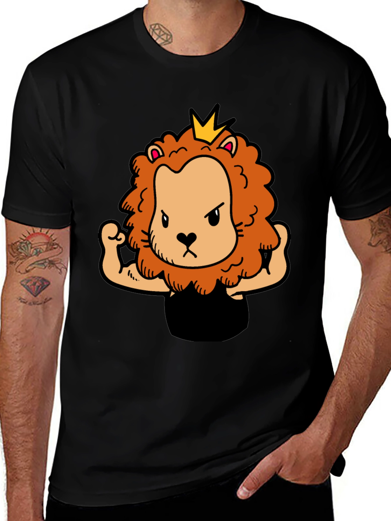 Variant 7 of Cartoon Lion King T-Shirt - Black Cotton Tee