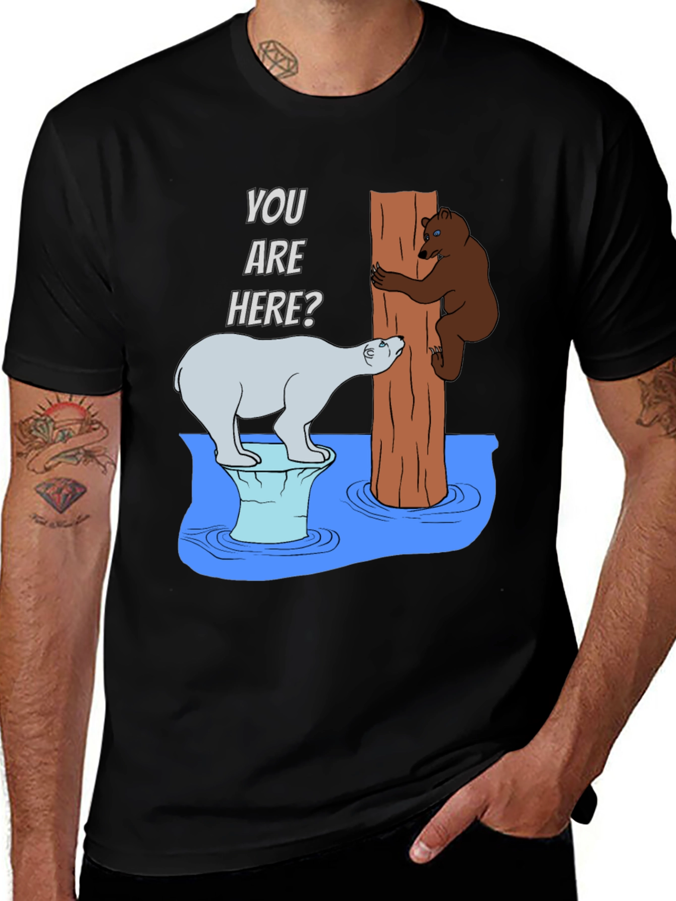 Variant 25 of Humorous Bear T-Shirt - You Are Here?