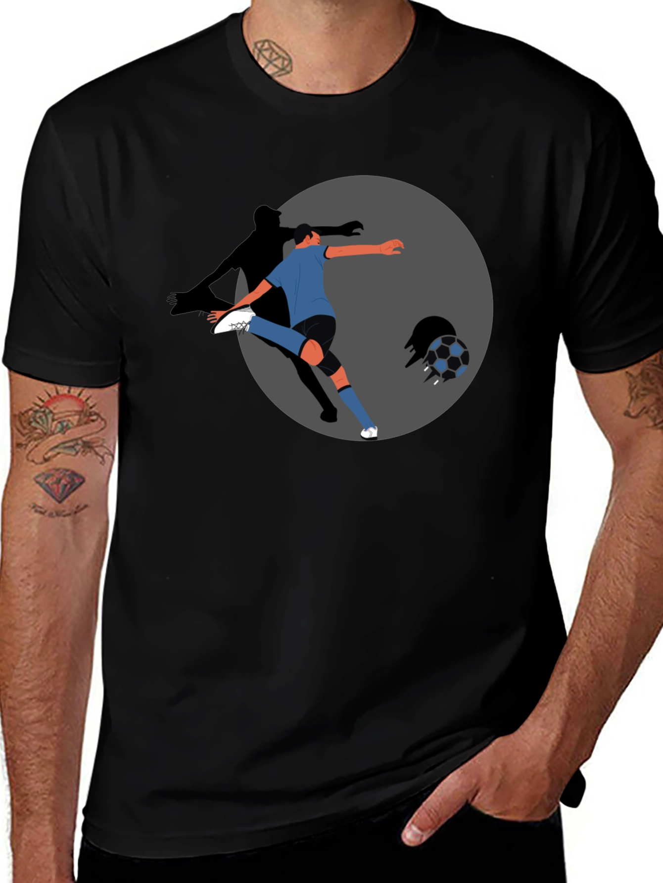 Variant 15 of Soccer Player Graphic T-Shirt - Black