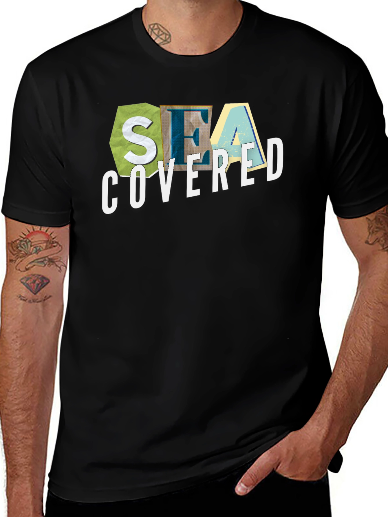 Variant 24 of Sea Covered Black Graphic T-Shirt