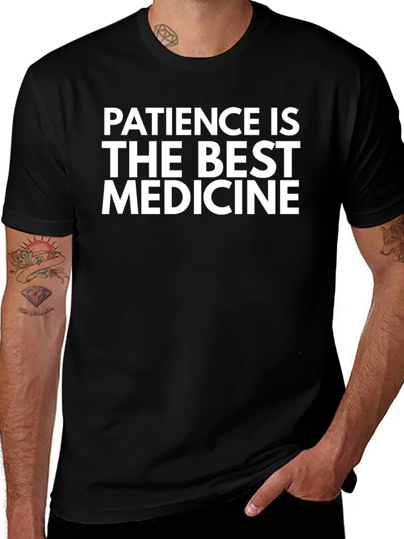 Variant 8 of Patience is the Best Medicine Black Graphic Tee