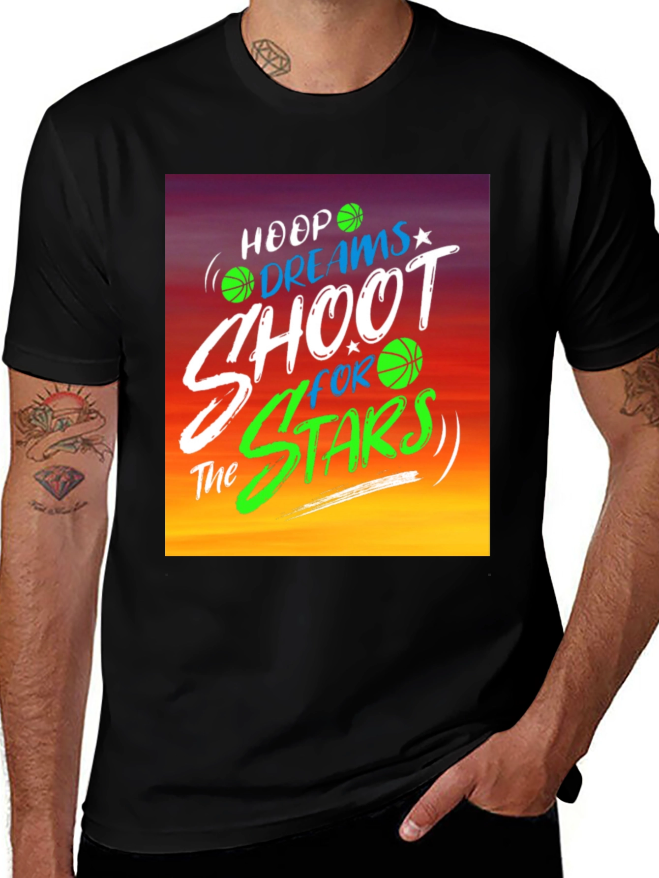 Variant 17 of Hoop Dreams Shoot for The Stars Black T-Shirt
