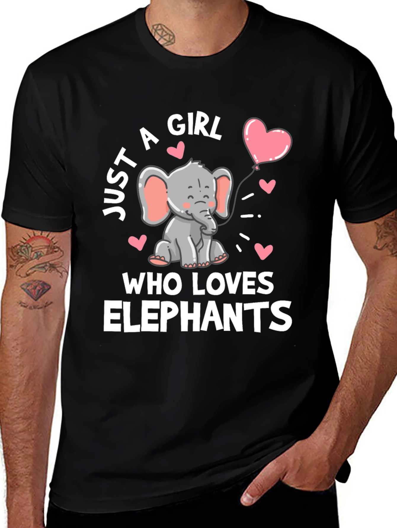 Variant 23 of Elephant Lover Graphic Tee - Just A Girl Who Loves Elephants