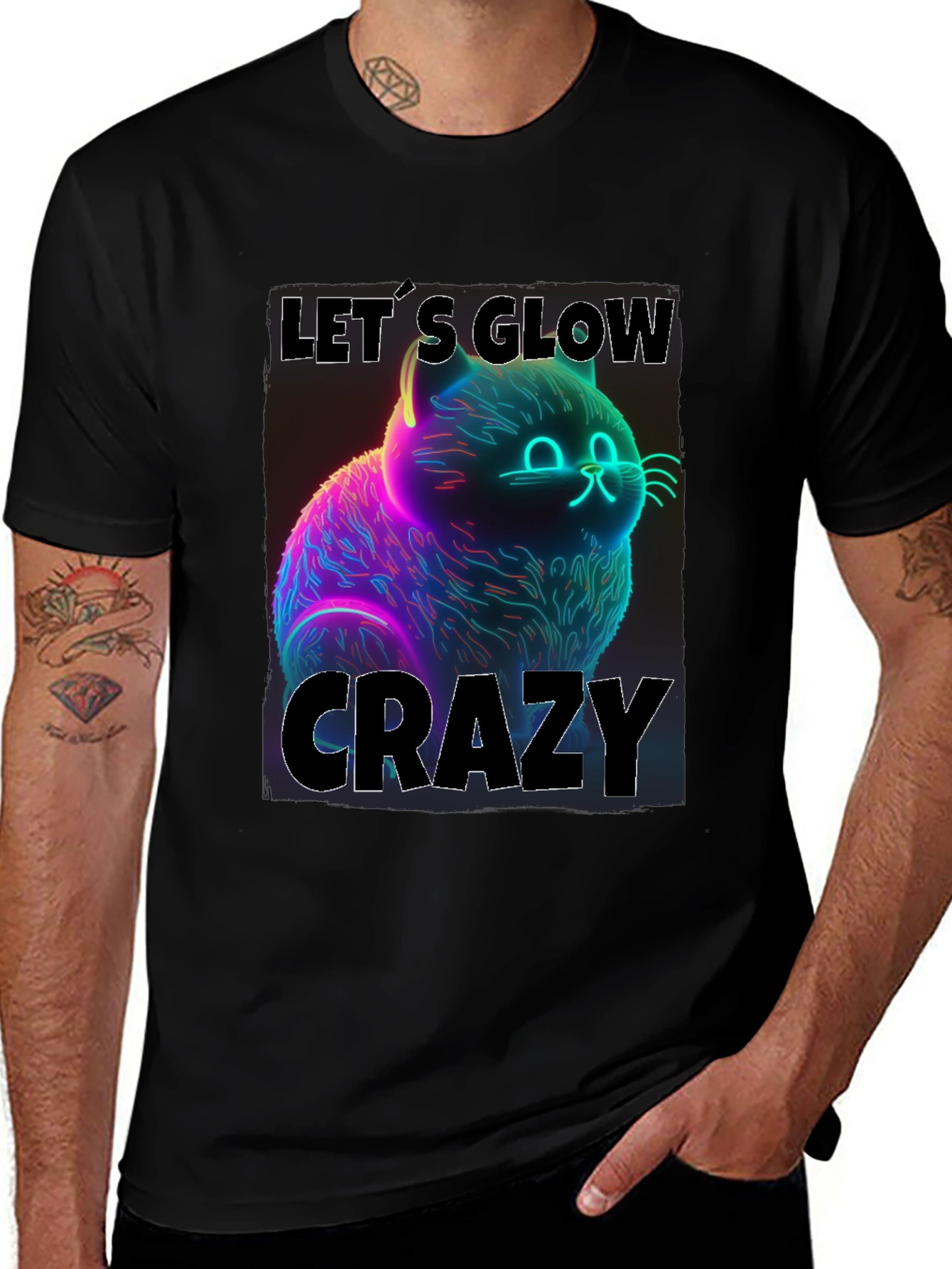 Variant 18 of Glow Crazy Cat Graphic Tee