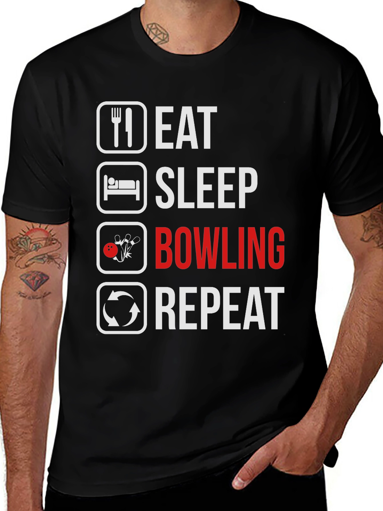 Variant 18 of Eat Sleep Bowling Repeat T-Shirt