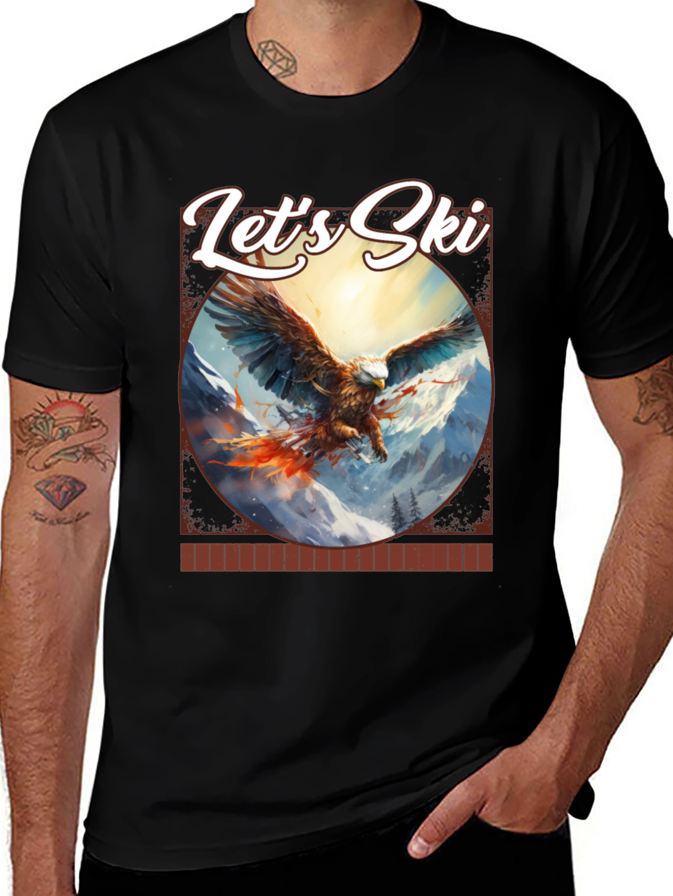 Variant 10 of Let's Ski Eagle Graphic Tee - Mountain Adventure Shirt