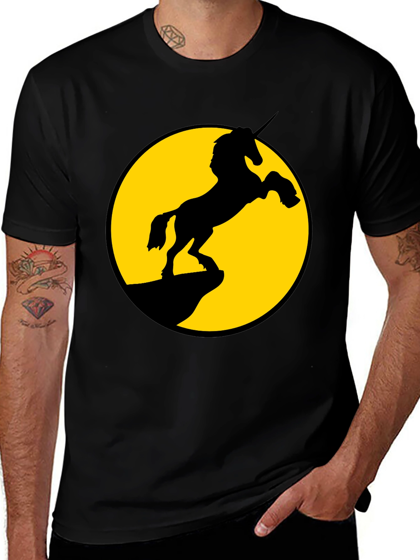 Variant 17 of Unicorn Silhouette T-Shirt - Black Graphic Tee