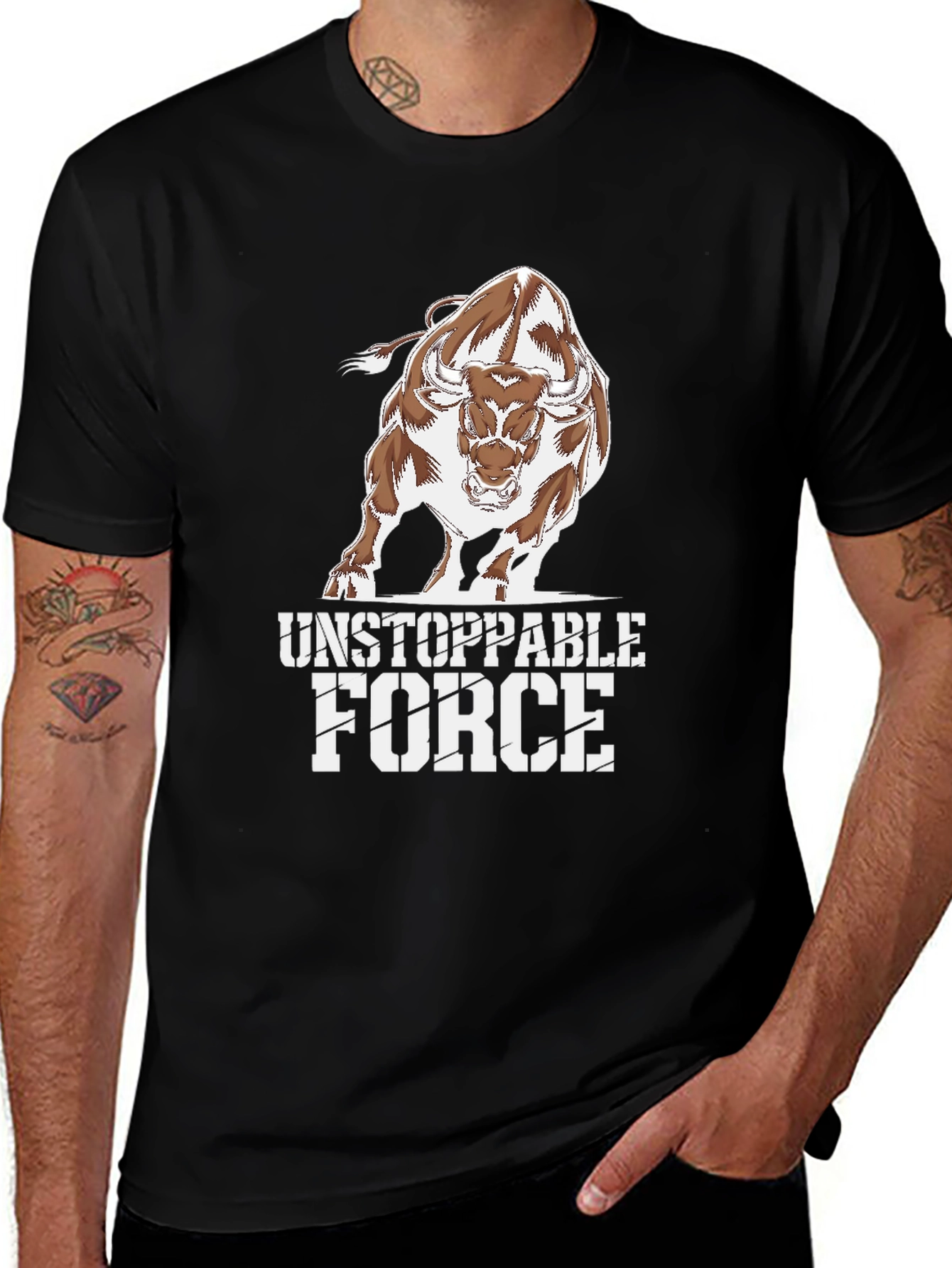 Variant 7 of Unstoppable Force Bull Graphic Tee