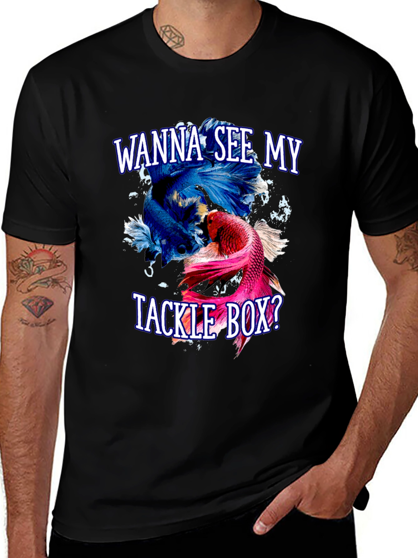 Variant 19 of Wanna See My Tackle Box? Funny Fish Graphic T-Shirt