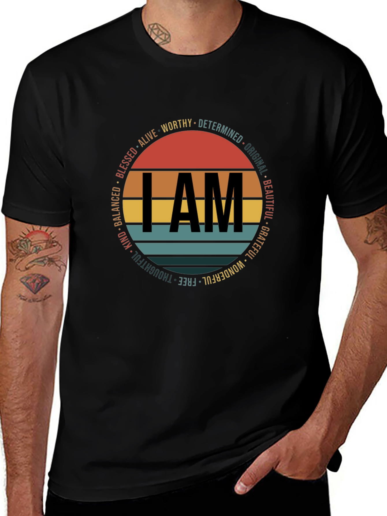 Black I AM Graphic Print Crew Neck T-Shirt main image