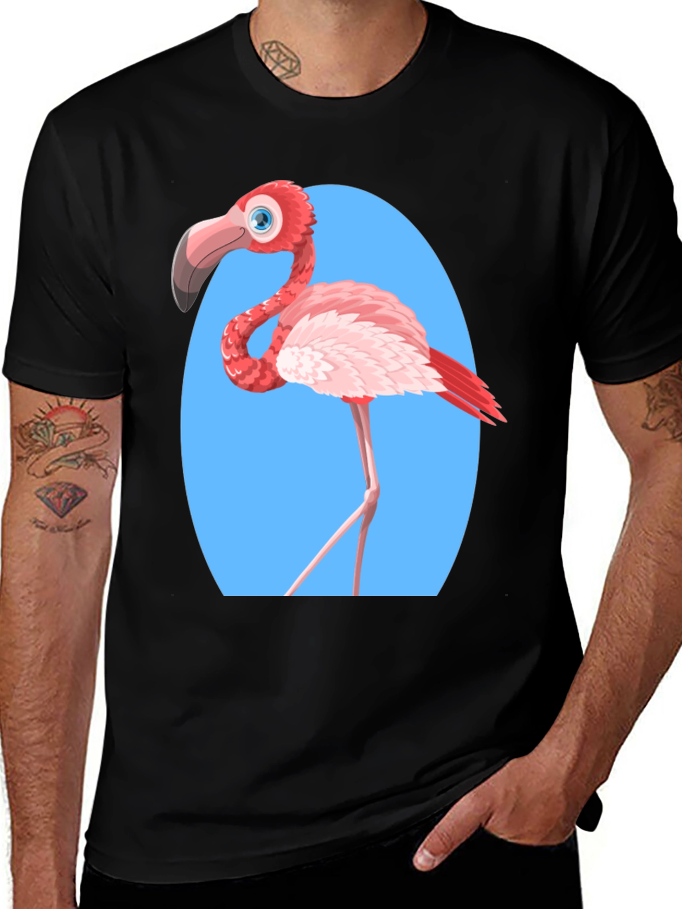 Variant 24 of Funny Flamingo Graphic Tee - Black Unisex T-Shirt