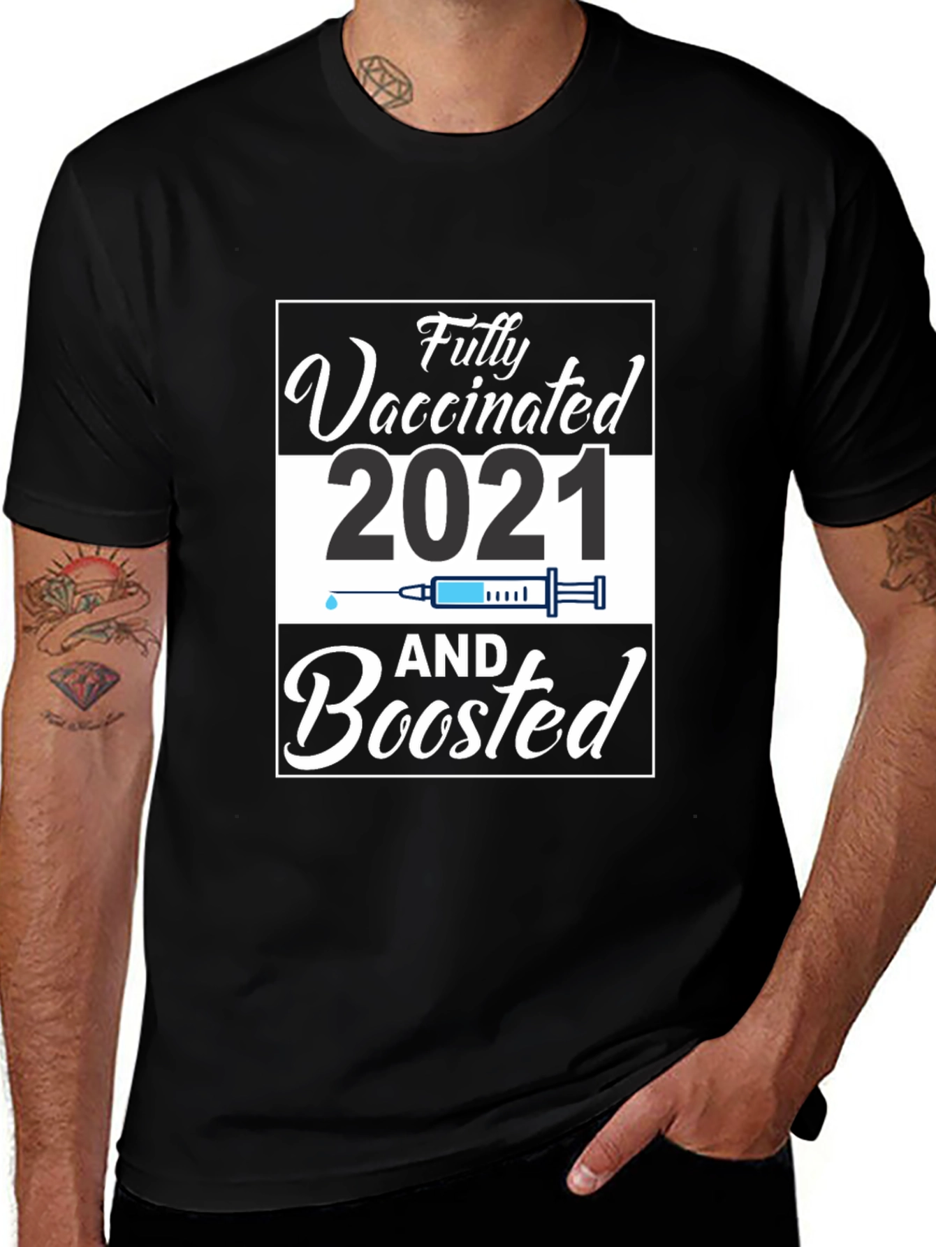 Variant 2 of Fully Vaccinated and Boosted 2021 T-Shirt