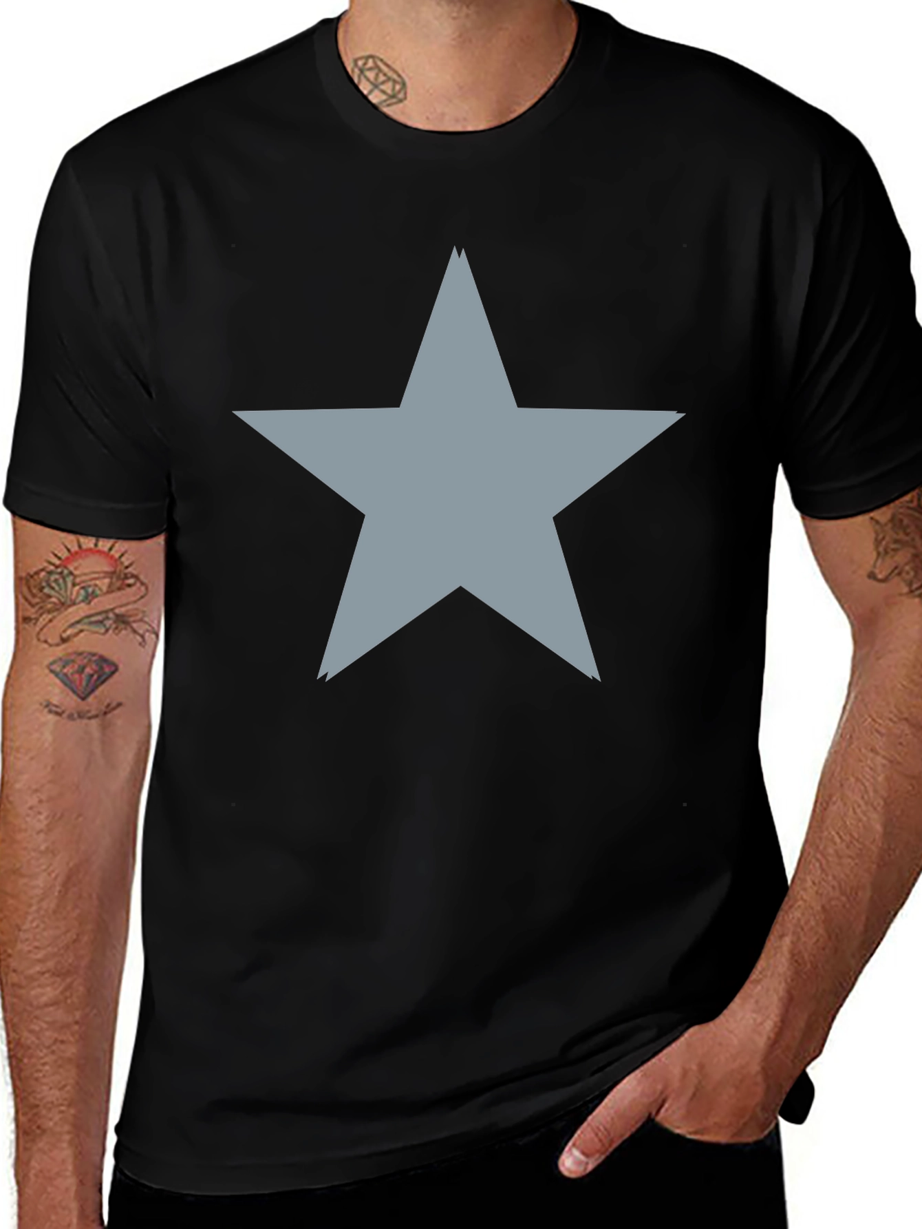 Black Star Graphic Tee - Modern Casual main image
