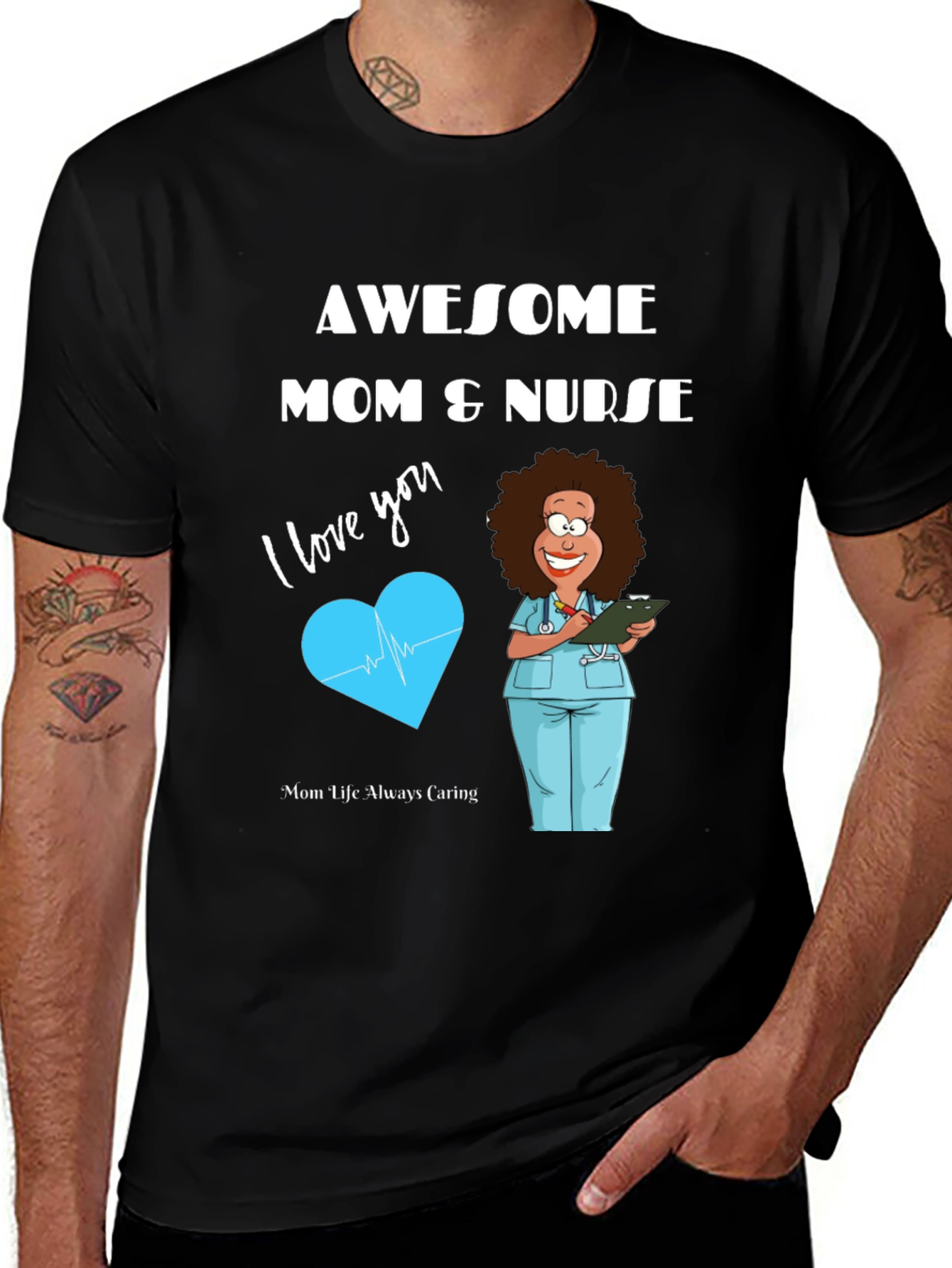 Variant 11 of Awesome Mom & Nurse Graphic Tee